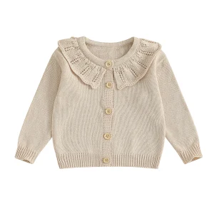 Infant Girls Knitted Sweater with Button Closure