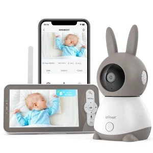 5" 2K/3MP Baby Surveillance Camera, 360° PTZ Baby Monitor with Camera and Dual Screen Preview, Motion Detection